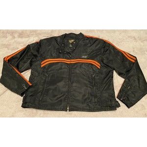 women’s vintage Full zip Harley Davidson textile soft orange striped jacket XXL